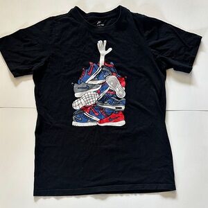 Nike Kids Black Tee with Red & Blue Sneaker Graphic